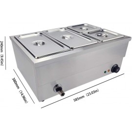 TAIMIKO Commercial Electric Food Warmer Stainless Steel Bain Marie Buf