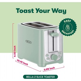 BELLA 2 Slice Toaster with Auto Shut Off - Extra Wide Slots & Removabl