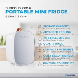 Subcold Pro6 Luxury Mini Fridge Cooler | 6 Litre / 8 Cans | AC and Exc