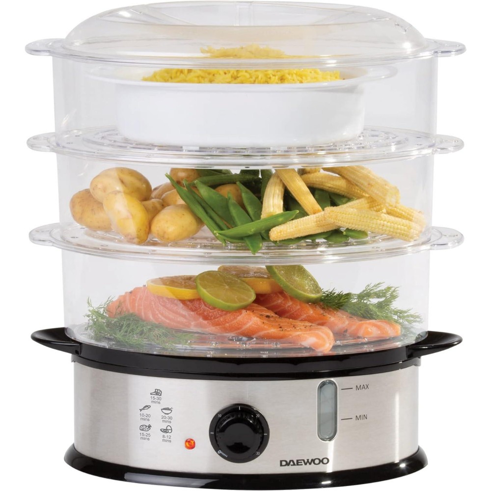 Daewoo SDA1338 3 Tier Family Size Food Steamer, Use for Variety of Foo
