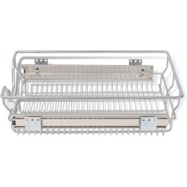 vidaXL Pull-Out Wire Baskets - 2pcs Silver, 400mm for Kitchen, Polishe
