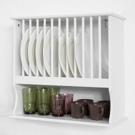 SoBuy KCR04-W, Wall Mounted Kitchen Plate Cup Rack, Kitchen Wall Shelf