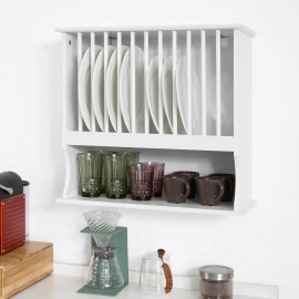 SoBuy KCR04-W, Wall Mounted Kitchen Plate Cup Rack, Kitchen Wall Shelf