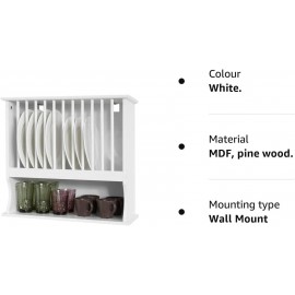 SoBuy KCR04-W, Wall Mounted Kitchen Plate Cup Rack, Kitchen Wall Shelf