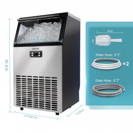EUHOMY Commercial Ice Maker Machine - 99lbs Daily Production, 33lbs Ic