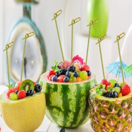 50PCS Cocktail Picks,Cocktail Sticks,Natural Bamboo Knot Skewers,Mini