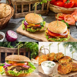 50PCS Cocktail Picks,Cocktail Sticks,Natural Bamboo Knot Skewers,Mini