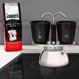 Bialetti Mini Express Induction Coffee Maker, Aluminium, Black, 2 Cups