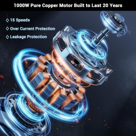 Immersion Blender 1000 Watts Scratch Resistant Hand Blender,15 Speed a