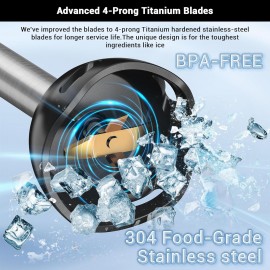 Immersion Blender 1000 Watts Scratch Resistant Hand Blender,15 Speed a