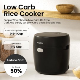 YOKEKON Rice Cooker Small 2L,Low Sugar Mini Rice Maker and Stainless S
