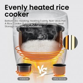 YOKEKON Rice Cooker Small 2L,Low Sugar Mini Rice Maker and Stainless S
