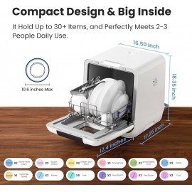 COMFEE' Countertop Dishwasher, Portable Dishwasher with 6L Built-in Wa