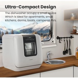 COMFEE' Countertop Dishwasher, Portable Dishwasher with 6L Built-in Wa