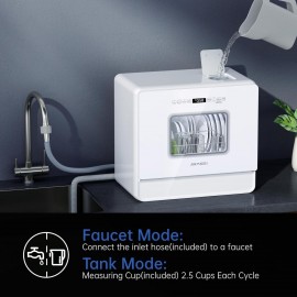 AIRMSEN Portable Dishwasher with 5L Water Tank, Countertop Dishwasher