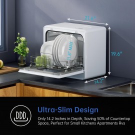 AIRMSEN Portable Dishwasher with 5L Water Tank, Countertop Dishwasher