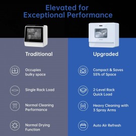 AIRMSEN Portable Dishwasher with 5L Water Tank, Countertop Dishwasher