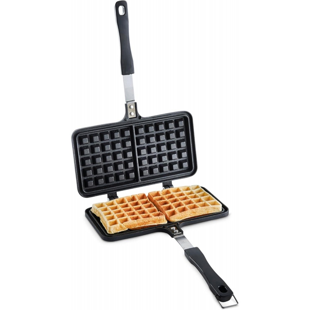 VonShef Stove Top Waffle Iron, Dual Head Die-Cast Aluminium Waffle Mak