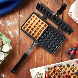 VonShef Stove Top Waffle Iron, Dual Head Die-Cast Aluminium Waffle Mak
