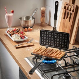 VonShef Stove Top Waffle Iron, Dual Head Die-Cast Aluminium Waffle Mak