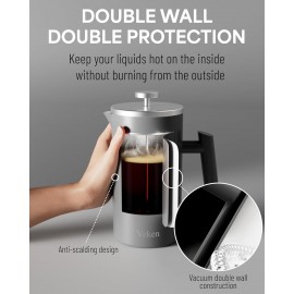 Veken French Press Plunger Coffee Tea Maker 34 Ounce 1 Liter, Double W