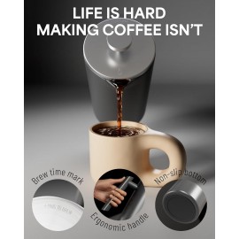 Veken French Press Plunger Coffee Tea Maker 34 Ounce 1 Liter, Double W