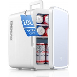 NORTHCLAN Mini Fridge for Bedrooms 10L/11 Cans with AC/DC Powered, Qui