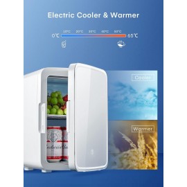 NORTHCLAN Mini Fridge for Bedrooms 10L/11 Cans with AC/DC Powered, Qui