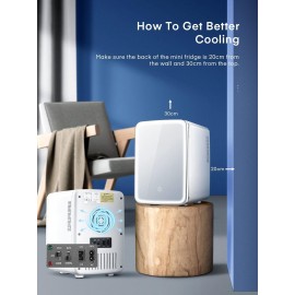 NORTHCLAN Mini Fridge for Bedrooms 10L/11 Cans with AC/DC Powered, Qui