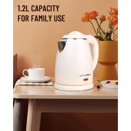 1.2L Electric Kettle Small, 40 Ounce Hot Tea Kettle Double Wall Stainl