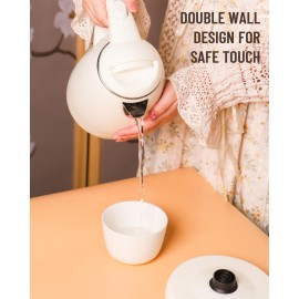 1.2L Electric Kettle Small, 40 Ounce Hot Tea Kettle Double Wall Stainl