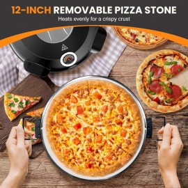 Upgrade Pizza Oven, 12 Inch Electric Pizza Oven Indoor, 1200W Portable
