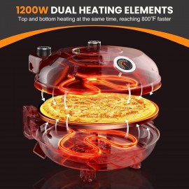 Upgrade Pizza Oven, 12 Inch Electric Pizza Oven Indoor, 1200W Portable