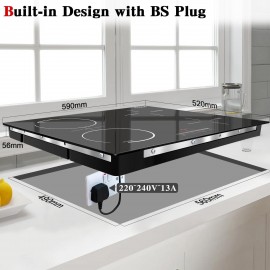 Cooksir Plug in Induction Hob 4 Zone Electric Hob 60cm with Flex Zones