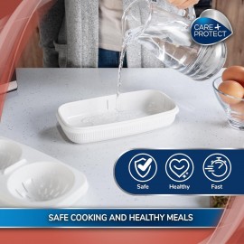 CARE + PROTECT Microwave Egg Poacher, Double Egg Cup, Egg steamer, Dou