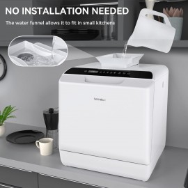 Hermitlux Table Top Dishwasher, Mini Countertop Dishwasher with 4 Plac