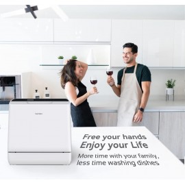 Hermitlux Table Top Dishwasher, Mini Countertop Dishwasher with 4 Plac