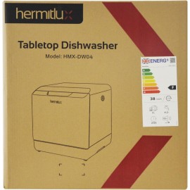 Hermitlux Table Top Dishwasher, Mini Countertop Dishwasher with 4 Plac
