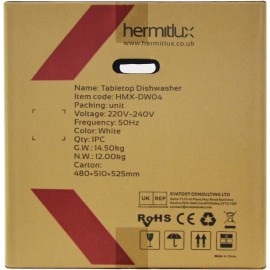 Hermitlux Table Top Dishwasher, Mini Countertop Dishwasher with 4 Plac