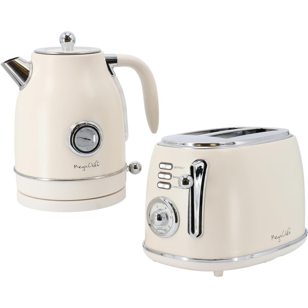 MegaChef 1.7 Liter Electric Tea Kettle and 2 Slice Toaster Combo in Ma