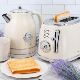 MegaChef 1.7 Liter Electric Tea Kettle and 2 Slice Toaster Combo in Ma