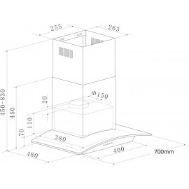 Cookology Curved Glass Chimney Cooker Hood, Energy A Rated Wall Mounte