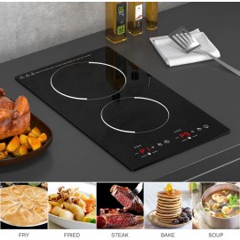 Double Induction Cooktop, 2 Burners Induction Cooktop 110v, 12 inch Po