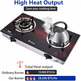 Gas Stove 2 Burner Propane Stove Two Burner Portable Gas Cooktop, Temp