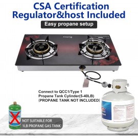 Gas Stove 2 Burner Propane Stove Two Burner Portable Gas Cooktop, Temp