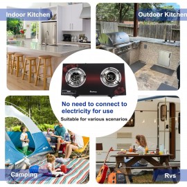 Gas Stove 2 Burner Propane Stove Two Burner Portable Gas Cooktop, Temp