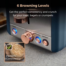 Tower T20036MNB Cavaletto 2-Slice Toaster with Defrost/Reheat, Stainle