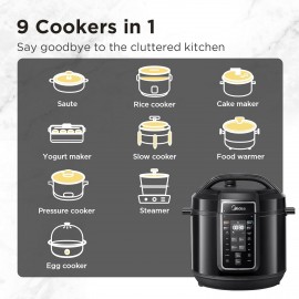 Midea 9-in-1 Electric Pressure Cooker 8L, 70% Faster 12 Presets Instan