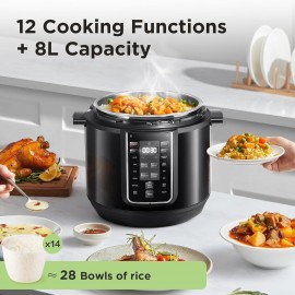 Midea 9-in-1 Electric Pressure Cooker 8L, 70% Faster 12 Presets Instan