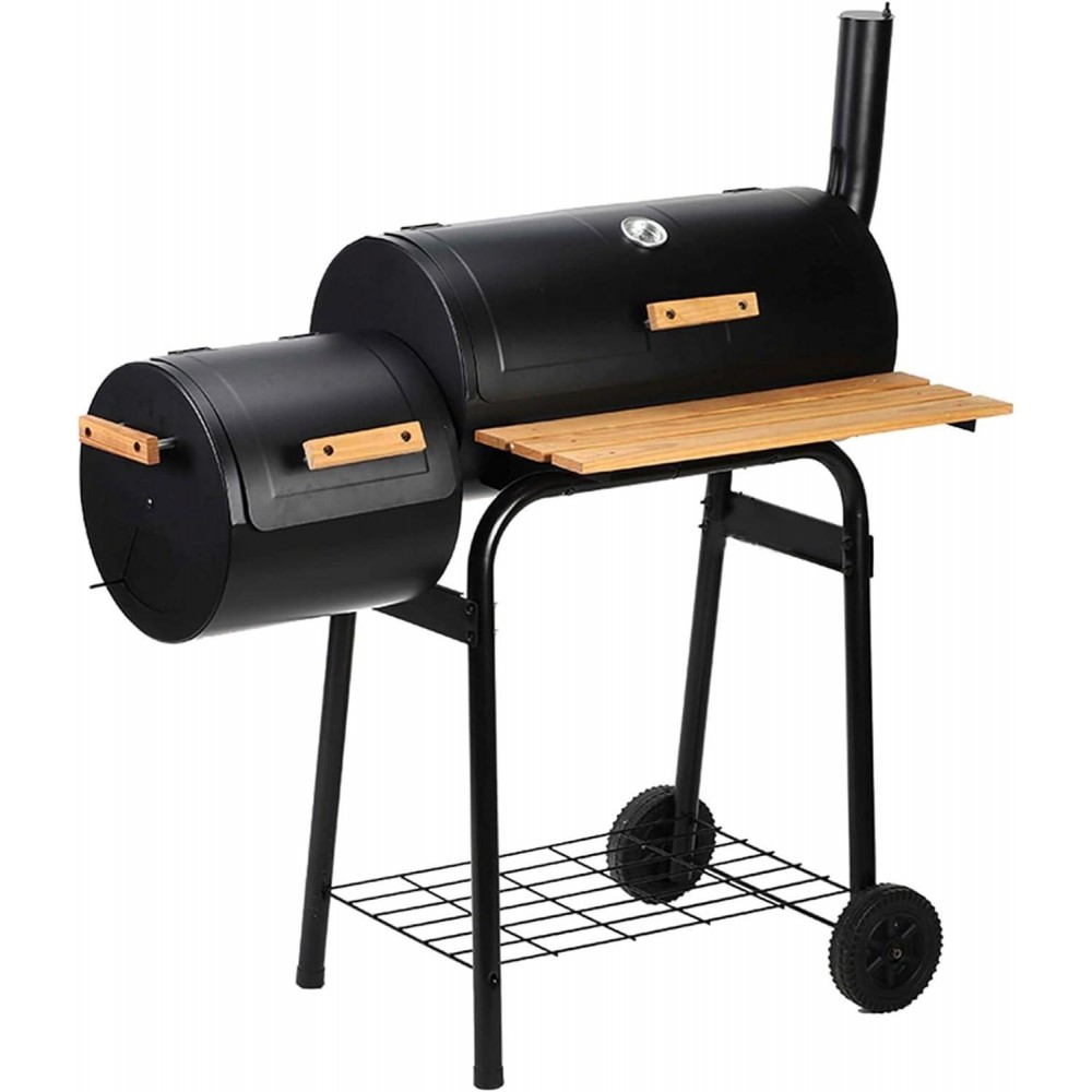 Gr8 Garden Large Portable Charcoal Barrel BBQ With Smoker Cooking Gril